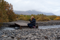 contemplating a photo in Skaftafell National Park