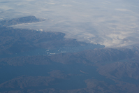 a glacier and glacial lagoon off the southern tip of Greenland