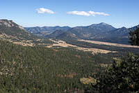Big Thompson River (at right) seen from way up in Rocky Mountain National Park