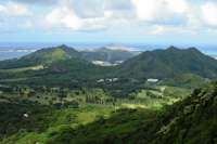 a scenic view along the drive over the pali